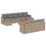 vidaXL Salon de jardin 11 Pièces avec coussins beige résine tressée