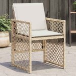 vidaXL Chaises de jardin avec coussins lot de 4 beige résine tressée