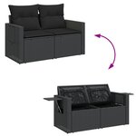 Ensemble de Sofa de Jardin 13 pièces avec Coussins Rattan Poly Noir Acacia