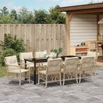 vidaXL Ensemble de salle à manger pour jardin 9 Pièces Beige polyrotin