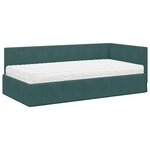 vidaXL Cadre de lit d'angle Vert foncé 90 x 190 cm Velours