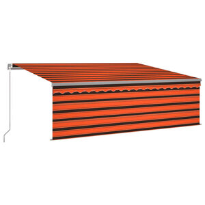 vidaXL Auvent manuel rétractable avec store LED 4x3 m Orange et marron
