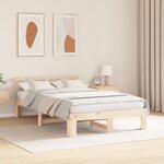vidaXL Cadre de Lit en Bois de Pin 120x190 Bois Naturel Bois de Pin Massif