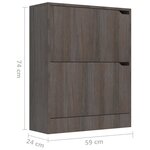 vidaXL Armoire à chaussures 2 portes Chêne gris 59x24x74 cm Aggloméré