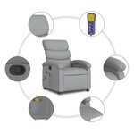 vidaXL Fauteuil inclinable de massage gris clair tissu