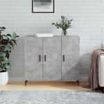 vidaXL Buffet gris béton 90x34x80 cm bois d'ingénierie