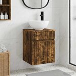vidaXL Meuble de lavabo mural Chêne fumé 39 x 41 x 64 5 cm