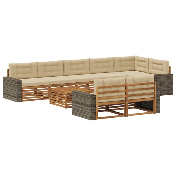 vidaXL Ensemble de canapés d'extérieur avec coussin 9 Pièces