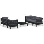 vidaXL Salon de jardin 7 Pièces avec coussins anthracite bois de pin