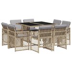 vidaXL Ensemble à manger de jardin et coussins 9 Pièces mélange beige