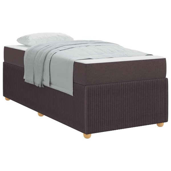 vidaXL Cadre de lit avec matelas Marron foncé 90 x 190 cm tissu