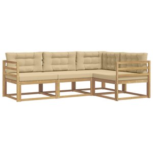 vidaXL Ensemble de canapés d'extérieur 3 Pièces Blanc et Beige Polyester