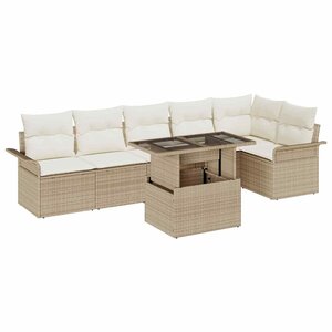 vidaXL Ensemble de canapé de jardin 7 pc Beige
