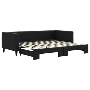 vidaXL Lit de jour avec gigogne sans matelas noir 90x200 cm