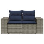 vidaXL Canapé de jardin 2 places avec coussins gris résine tressée