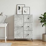 vidaXL Buffet Gris béton 66 x 34 5 x 90 cm Bois d'ingénierie