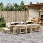 vidaXL Ensemble à manger de jardin et coussins 15 Pièces beige