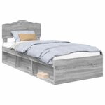 vidaXL Cadre de lit Gris Sonoma 90 x 200 cm Bois de pin massif