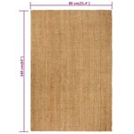 Vidaxl tapis rectangulaire naturel 80x160 cm jute