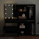 vidaXL Ensemble de table de maquillage avec LED 4 Pièces Chêne noir