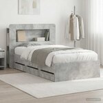 vidaXL Cadre de lit avec rangement Gris béton 90 x 190 cm