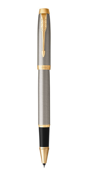 PARKER IM Stylo roller  métal brossé  Recharge noire pointe fine  Coffret cadeau