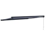 vidaXL Auvent rétractable bleu et blanc 4x3 m tissu et aluminium