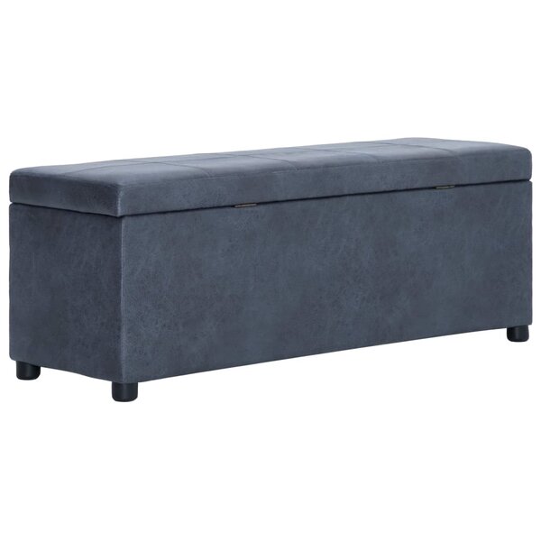 Banc banquette avec compartiment de rangement 116 cm gris similicuir daim 02_0010758