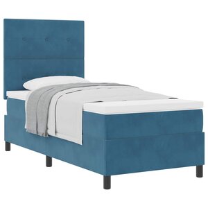 vidaXL Lit à ressorts avec tête de lit Bleu foncé 90 x 200 cm Velours