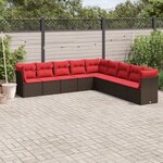 vidaXL Salon de jardin avec coussins 9 Pièces marron résine tressée