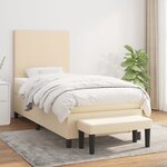 vidaXL Sommier à lattes de lit avec matelas Crème 100x200 cm Tissu