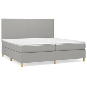vidaXL Sommier à lattes de lit avec matelas Gris clair 200x200cm Tissu