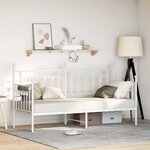 vidaXL Cadre de lit de jour avec tête de lit Blanc 80 x 200 cm Acier