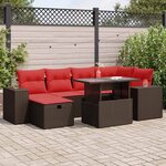 vidaXL Salon de jardin avec coussins 7 Pièces noir résine tressée acacia