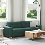 vidaXL Canapé deux places avec coussin Vert foncé tissu