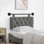 vidaXL Tête de lit suspendue Avec lumière LED Gris foncé Velours
