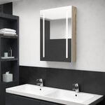 vidaXL Armoire de salle de bain à miroir LED blanc et chêne 50x13x70cm