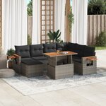 vidaXL Salon de jardin 8 Pièces avec coussins gris résine tressée