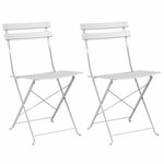 vidaXL Chaise de jardin pliante 2 pc Blanc Métal