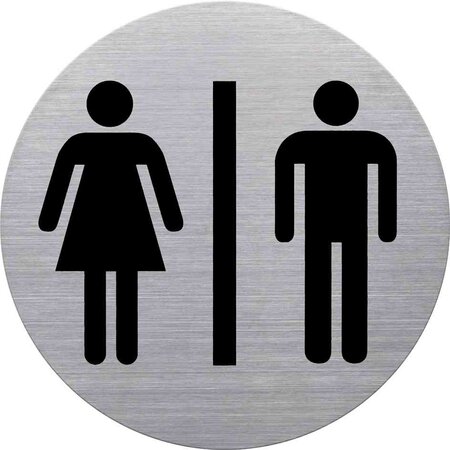 Pictogramme 'WC Dame & Homme' Diam 115 mm Argent HELIT