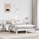 vidaXL Cadre de lit avec tête de lit sans matelas blanc 140x190 cm