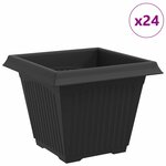 vidaXL Pot de Fleurs Carré 24 Pièces Noir 38 x 38 x 30 cm Plastique