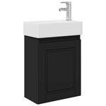 vidaXL Meuble de salle de bain avec robinet Noir 45 5 x 22 5 x 84 cm