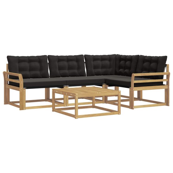 vidaXL Ensemble de canapés d'extérieur 5 Pièces Blanc et noir