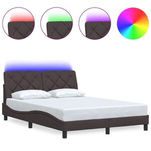 vidaXL Cadre de lit avec LED sans matelas marron foncé 140x200cm tissu