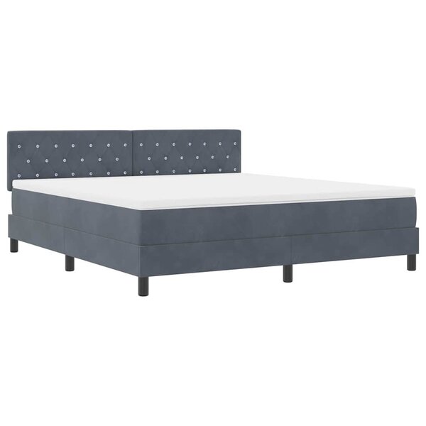 vidaXL Lit à ressort LED avec matelas Gris foncé 180 x 200 cm Velours