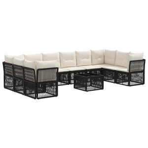 vidaXL Ensemble de canapé de jardin 11 pc Noir polyrotin