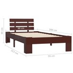 vidaXL Cadre de lit Marron foncé Bois de pin massif 90x200 cm
