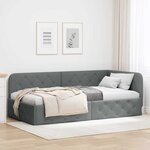vidaXL Cadre de lit d'angle Gris foncé 100 x 200 cm tissu