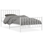 vidaXL Cadre de lit métal avec tête de lit/pied de lit blanc 107x203cm
